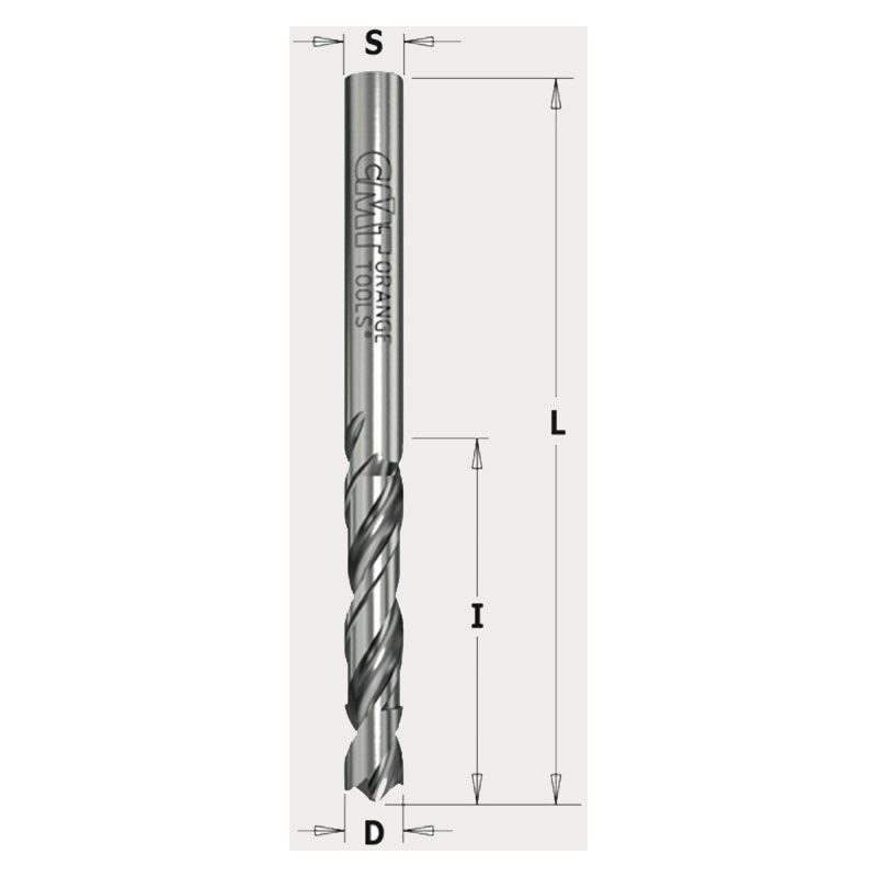 

CMT - Broca helicoidal para taladros pequeños pasantes (afilado con precortadores) Diámetro eje: 2,5 - Largo total: 55 - Rotación izquierda