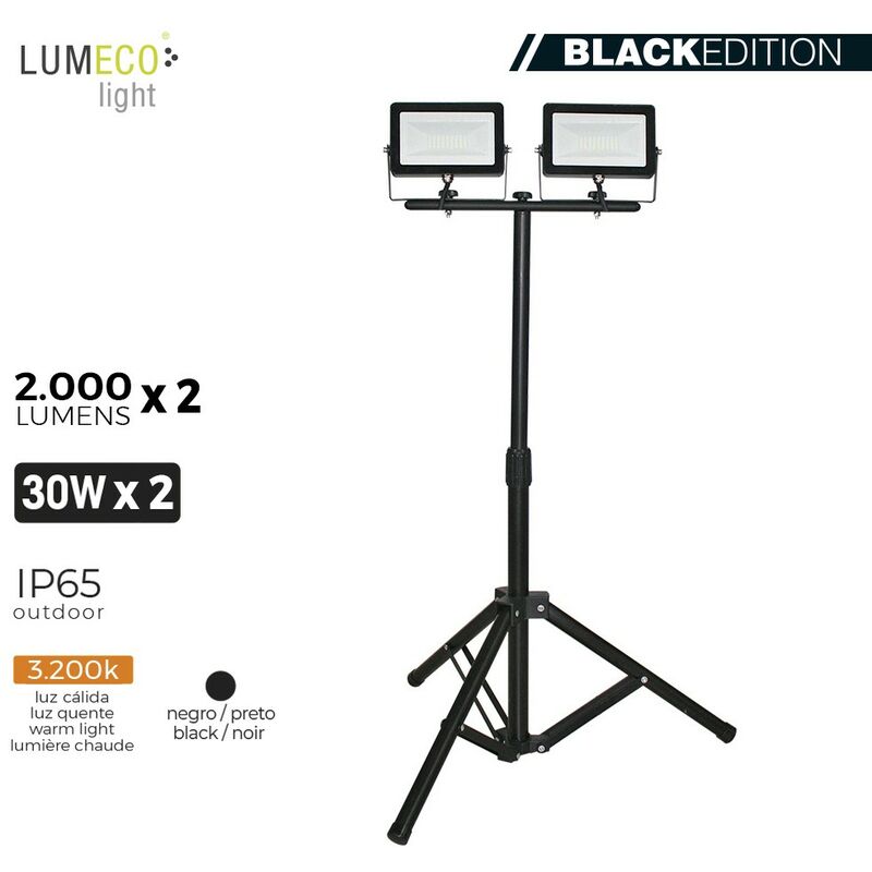 

Foco Proyector Led Con Tripode 2X 30W 3.200K 2X 2000 Lumens 'Black Edition' Lumeco