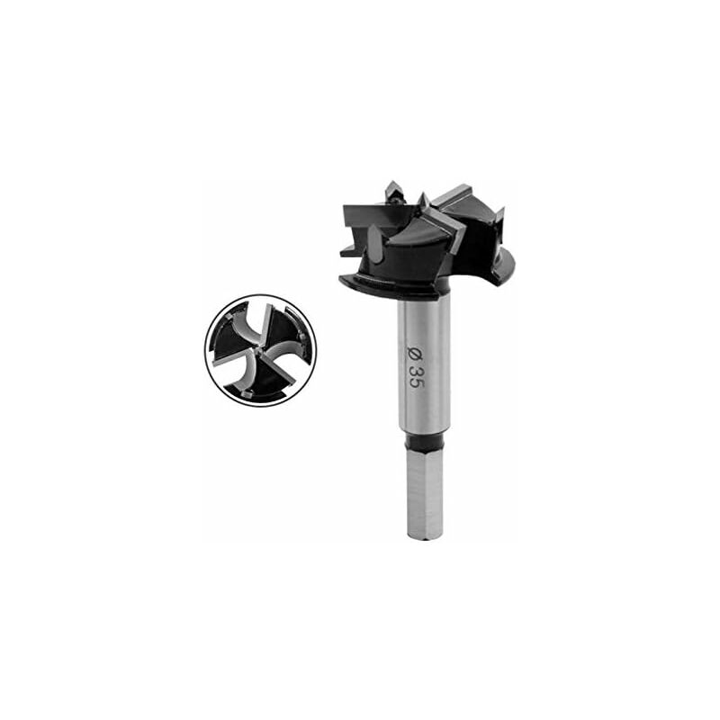 

Broca Forstner de 35 mm, broca para bisagras, broca de carburo Forstner para carpintería, muebles, orificio para bisagra de puerta (KKQ-35N)