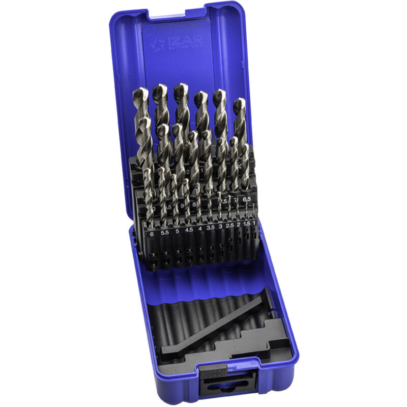 Izar - Juego Brocas DIN338 25-Uds. - 1456 - 1-13X0,50 hss Split Point c (1013)