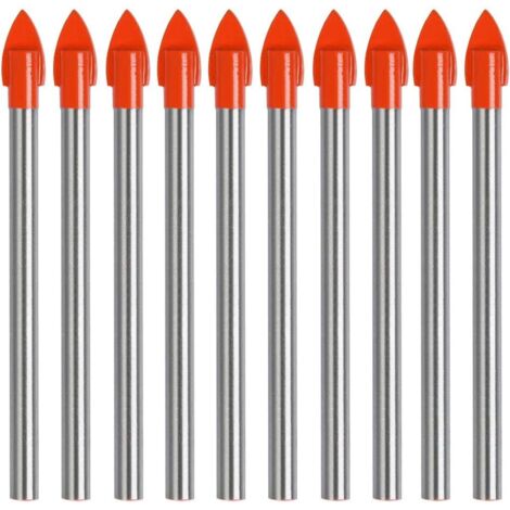 Broca para azulejos de 6 mm TIMESETL, 10 brocas para vidrio con revestimiento de titanio, broca para azulejos de 6 mm, broca para azulejos de carburo de tungsteno para taladrar azulejos, vidrio, cerám