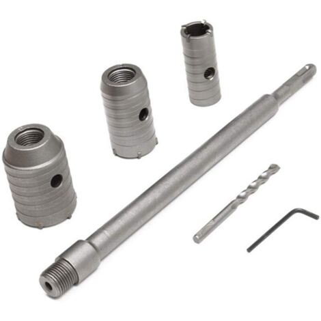 Broca para hormigón con mango redondo de 350 mm, cortadora de hormigón SDS Plus, broca para muro de bloques de hormigón con extensión de 30/40/50 mm (plateada)