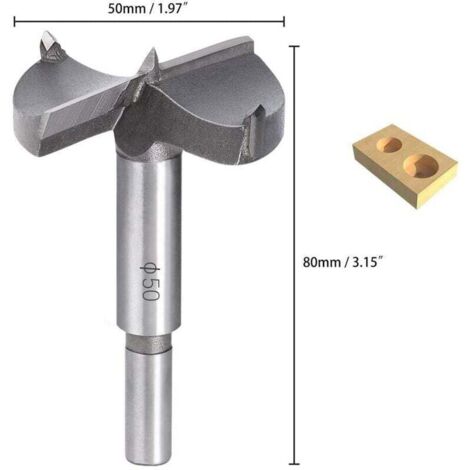 Broca para madera, broca de carburo para enrutador de madera de 50 mm, para instalar puertas de madera redondas, cajones y madera contrachapada, le ayuda a perforar de manera rápida y sencilla agujero