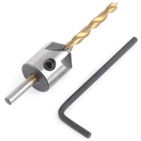Broca para madera de 5 mm con avellanador, brocas de acero HSS de alta velocidad para madera, avellanador para carpintería con llave hexagonal, herramienta de biselado.