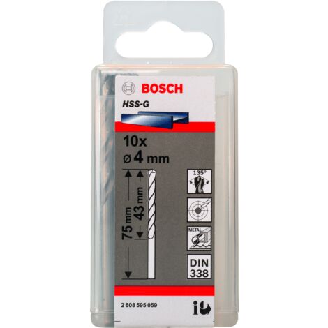 Broca para metal HSS-G DIN 338 4 x 43 x 75 mm  BOSCH 2608595059