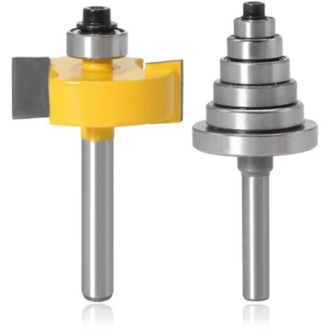 Broca para ranurar, vástago de 8 mm, fresa para ranurar y rebajar madera con 6 rodamientos ajustables, herramienta para carpintería de múltiples profundidades (9,52 mm-28,6 mm)