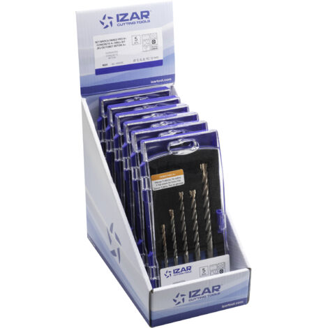 Broca Pared Profesional 4Z+ Mango 3 Planos - 1821 - Expo 6 Sets 05-06-08-10-12 mm IZAR
