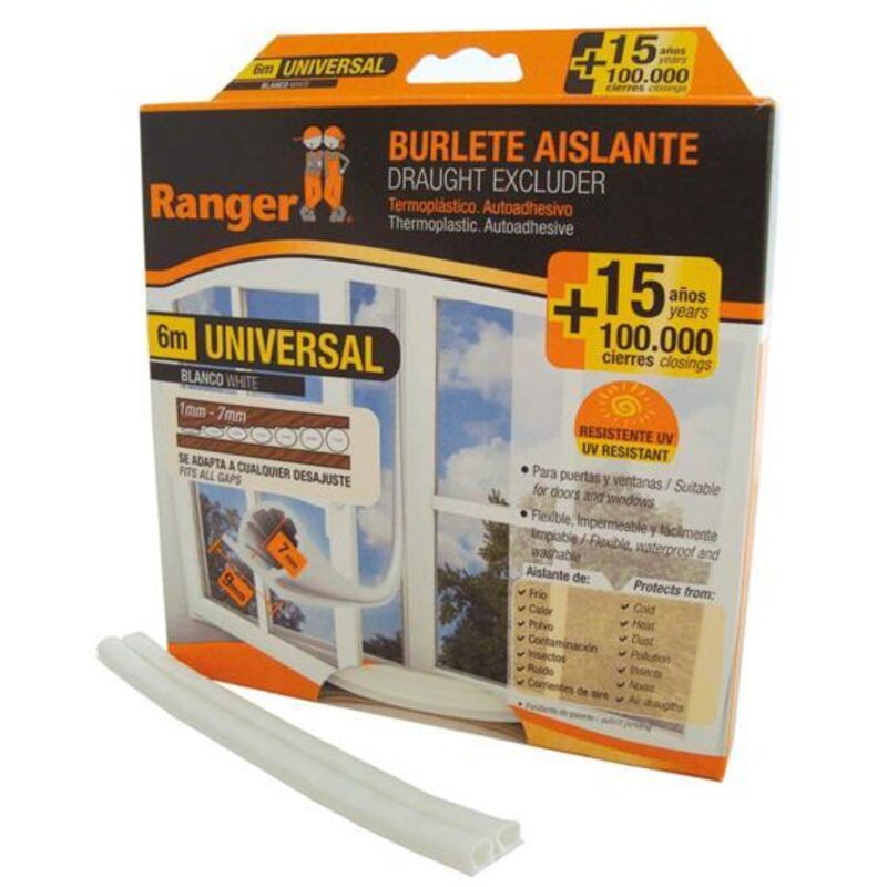 BURLETE UNIVERSAL 9 MM X 6 M. BLANCO - 107BU1