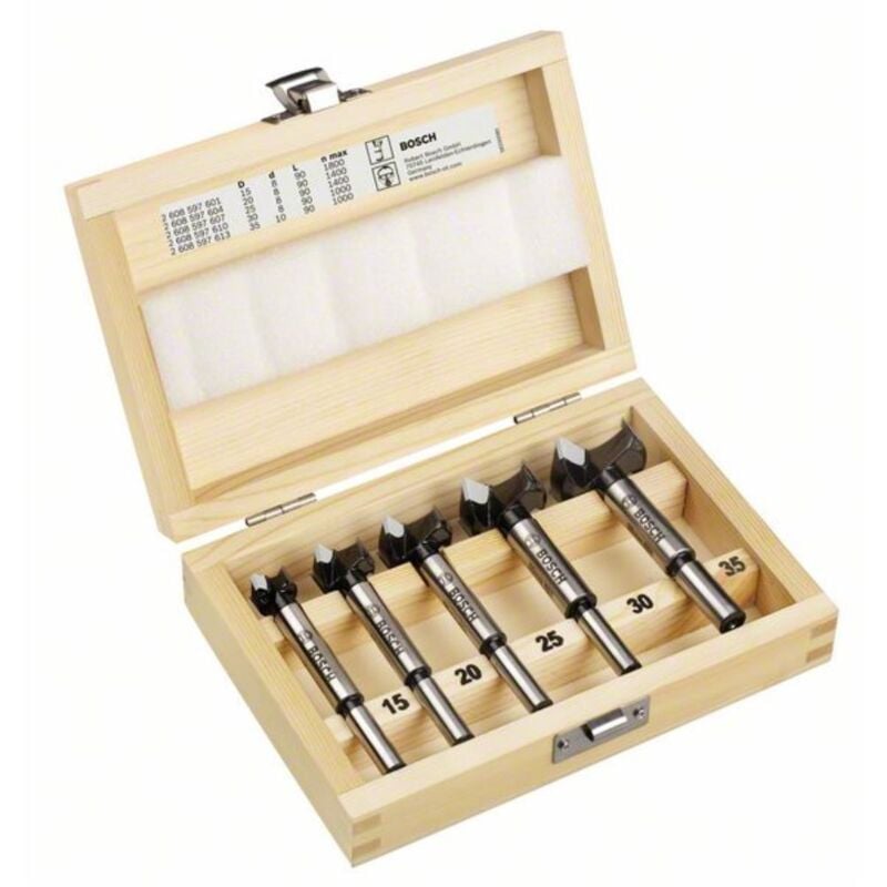 

Bosch Broca juego de brocas Forstner HM. 5 piezas 15 - 35 mm