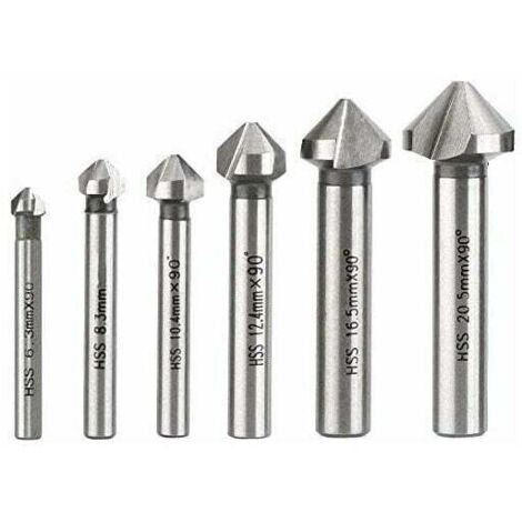 Brocas avellanadas, brocas avellanadas para metal, HSS, acero de alta velocidad, 6,3/8,3/10,4/12,4/16,5/20,5 mm, 6 unidades