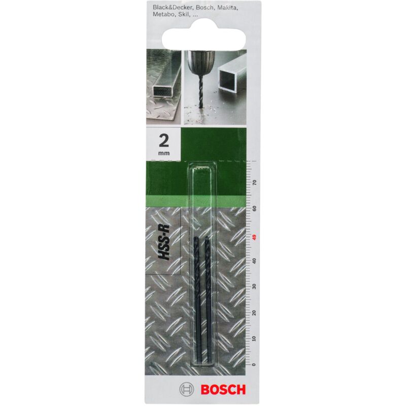 

2609255002 Broca para metal HSS-R, DIN 338 Ø 2,0 mm- L- 49 mm - Bosch