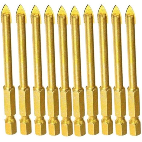 Brocas de carburo de tungsteno ZVD de 6 mm con vástago hexagonal plano para espejos, porcelana y mármol.