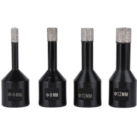 Brocas de diamante huecas de rosca seca M14 de 6-12 mm para baldosas cerámicas, granito y mármol (6-8-10-12 (4 piezas))