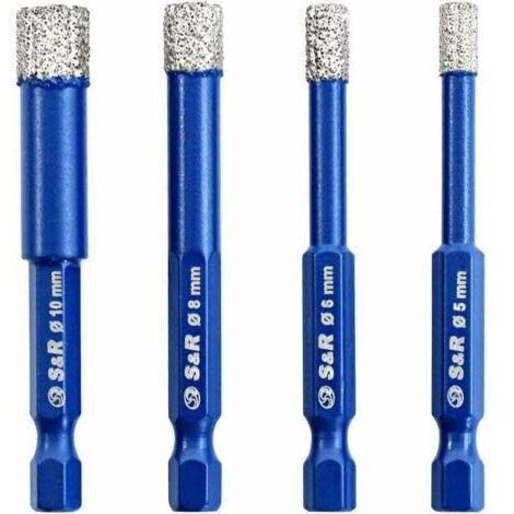 Brocas de diamante para cerámica, porcelana, gres, vidrio y piedra. Juego de 4 brocas de diamante profesionales.