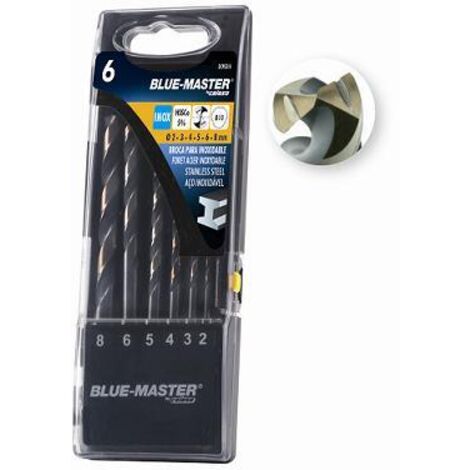 Brocas din338 hss-co split point/antislip inox ø2-8 mm, juego 6 piezas
