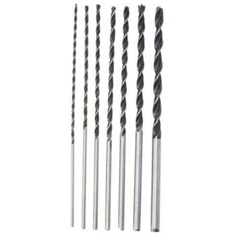Brocas extralargas plateadas (7 unidades, 4 mm, 5 mm, 6 mm, 7 mm, 8 mm, 10 mm, 12 mm x 300 mm), para madera, 1 V