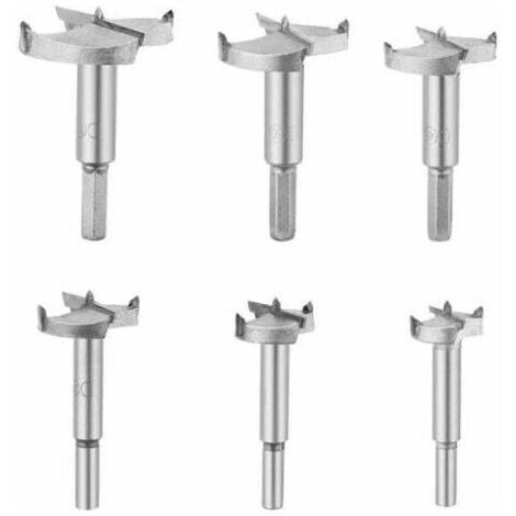 Brocas Forstner de carburo para madera, diámetro 30/35/40/45/50/60 mm, para instalar puertas esféricas, madera y plástico, 6 unidades, para dar forma a agujeros en cajones de carpintería