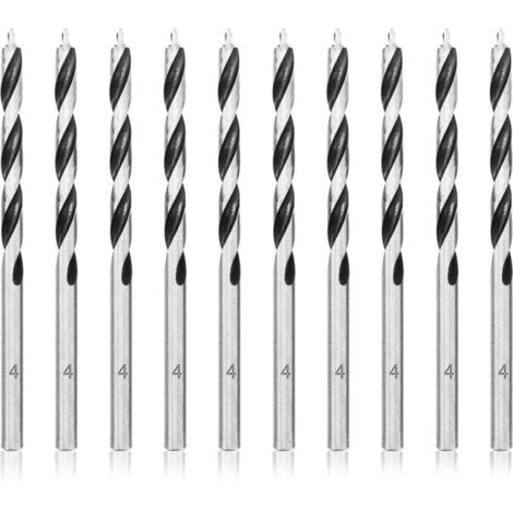 Brocas helicoidales para madera de 4 mm, 10 piezas, brocas profesionales para madera, broca para madera con punta de centrado