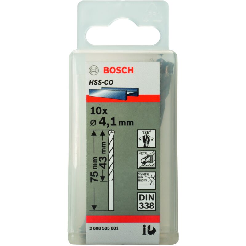 

BOSCH 2608585881 Brocas metálicas HSS-Co, DIN 338 4,1 x 43 x 75 mm