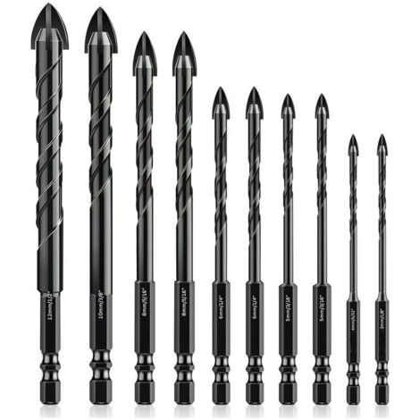 Brocas para azulejos, 10 piezas, brocas para vidrio, brocas para azulejos de vidrio, brocas para cerámica, con vástago hexagonal, para taladrar agujeros en vidrio, taladrar azulejos de cerámica