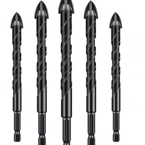 Brocas para azulejos de 12 mm, juego de 5 piezas, brocas profesionales de carburo de tungsteno en cruz para azulejos, ladrillos, vidrio, porcelana, plástico y madera.