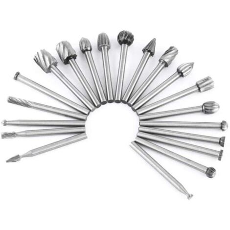 Brocas para fresadora rotativa, 20 piezas, acero de tungsteno HSS, fresa para madera, herramienta de fresado para madera con vástago de 3 mm (1/8") para accesorios de herramientas rotativas para brico