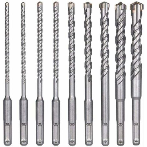 Brocas para hormigón, 9 piezas (5 mm, 16 x 160 mm), brocas para azulejos, brocas SDS-Plus para martillo perforador, brocas cruzadas para hormigón, ladrillo, piedra, natural y metal.