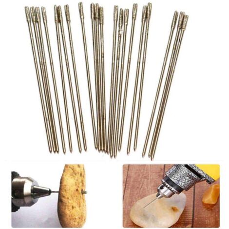 Brocas para joyería (1,6–1,8 mm) – 20 piezas/paquete Brocas lapidarias con revestimiento de diamante de 1 mm, brocas de aguja sólida, brocas de ágata para joyería de ágata