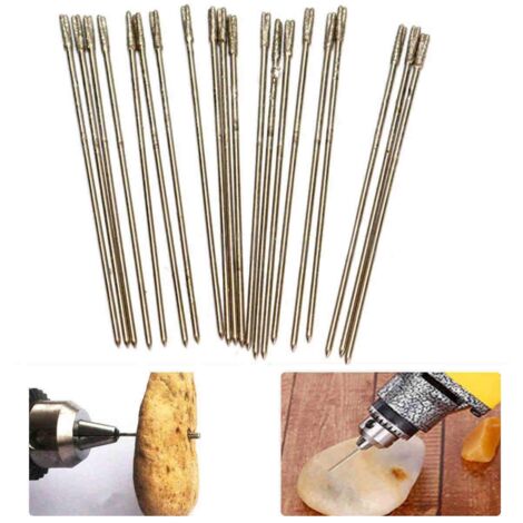 Brocas para joyería (2-2,1 mm) - Paquete de 20 brocas lapidarias de 1 mm con revestimiento de diamante, brocas de aguja sólida, brocas de ágata para joyería de ágata.