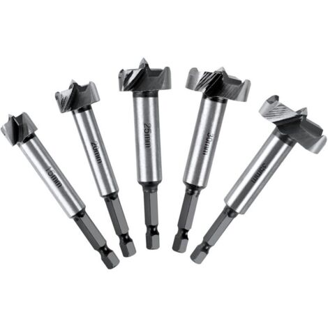 Brocas para madera, juego de 5 fresas para dar forma a la madera con mango hexagonal, posicionamiento ajustable, sierra de corona de carburo HSS para madera maciza, corcho, tablillas y contrachapado (