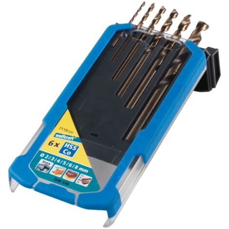 Brocas para metal hss cobalto rectificada, juego 6 piezas, ø2,00 - 8,00 mm