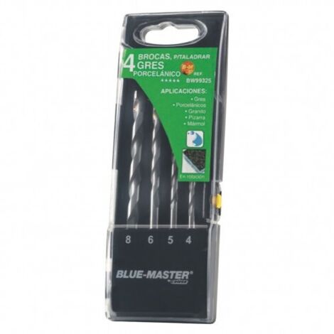 Brocas profesionales porcelánico ø4-5-6-8mm, juego 4 piezas