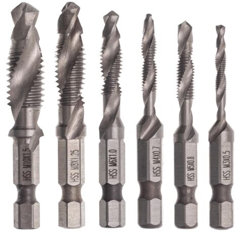 BROCAS Y MACHOS DE ROSCAR PARA METAL Y MADERA HSS JUEGO 6 PIEZAS M3-M10