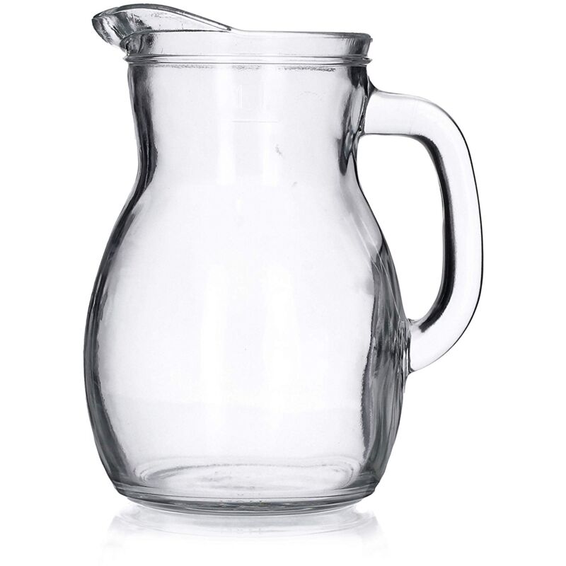BROCCA 1 LITRO BISTROT CARAFFA IN VETRO CON MANICO PER ACQUA Vetro 1LT acqua vino da tavolo da pranzo bottiglia brocca