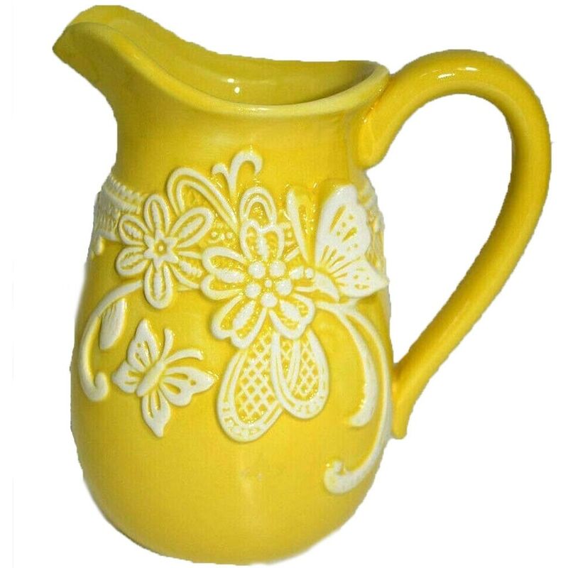 Image of Brocca caraffa per acqua succo gialla di Pasqua decorazioni pasquali arredo casa idea regalo in ceramica 18 cm