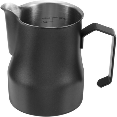 Brocca per schiumare, bricco per latte in acciaio inossidabile, bricco per caffè Coffee Art, bricco per latte Latte Art Barista Espresso (350 ml), nero