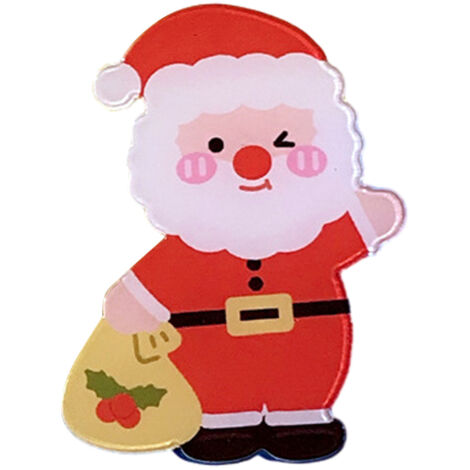 Broche Père Noël En Bois Peint - Idée Cadeau De Noël, Neuf Sans Emballage