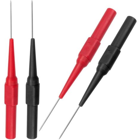 Broches de Test 0,7 mm en Acier Inoxydable pour Multimètre, Pointes Fines, Compatibles Prise Banane, Noir et Rouge