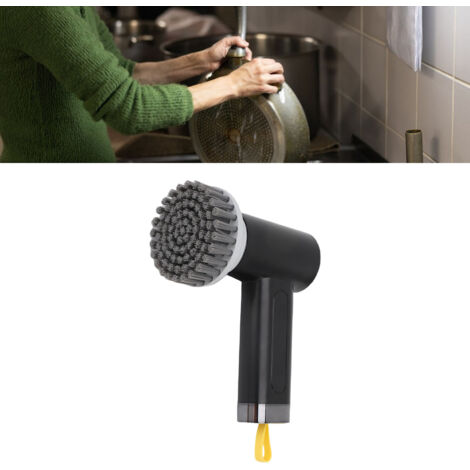 Brochette de Nettoyage Rotative Électrique 3000mAh IPX7 3 Embouts Remplaçables 90min - [Brosse Électrique] + [Nettoyeur Multisurface] + [Rotatif] + [Cordless 2 Vitesses ABS Noir]