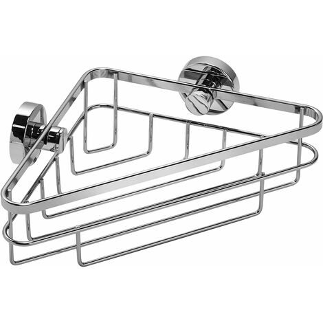 Croydex Rust Free Brockham Flexi-Fix Bathroom Storage Corner Shower Basket Caddy, Chrome