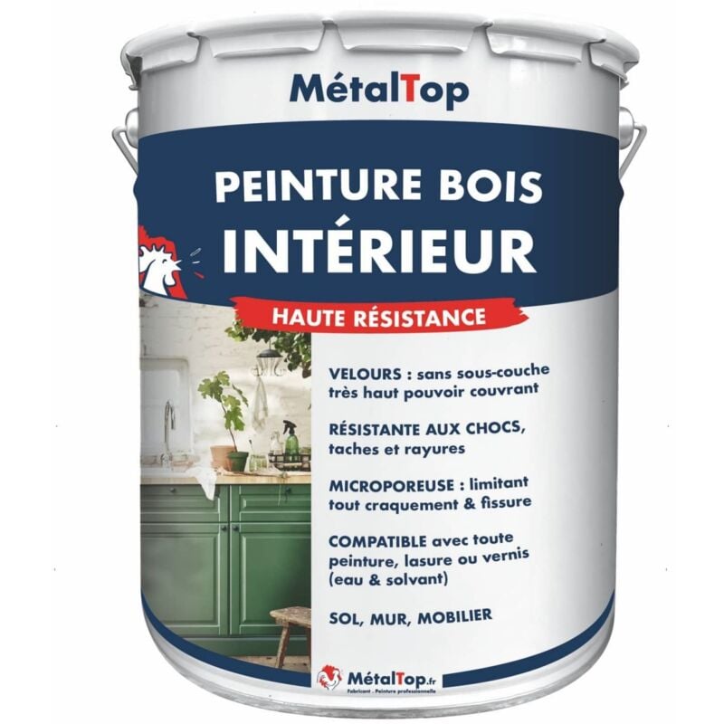 Peinture Bois Interieur - Pot 5 l - 1013 - Blanc perle Metaltop