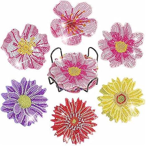 broderie Diamant Sous Verre Bricolage Dessous De Verre Diamant Painting Sous Tasse En Bois Anti-drapant Peinture Diamant Sous Verre Tapis De Tasse
