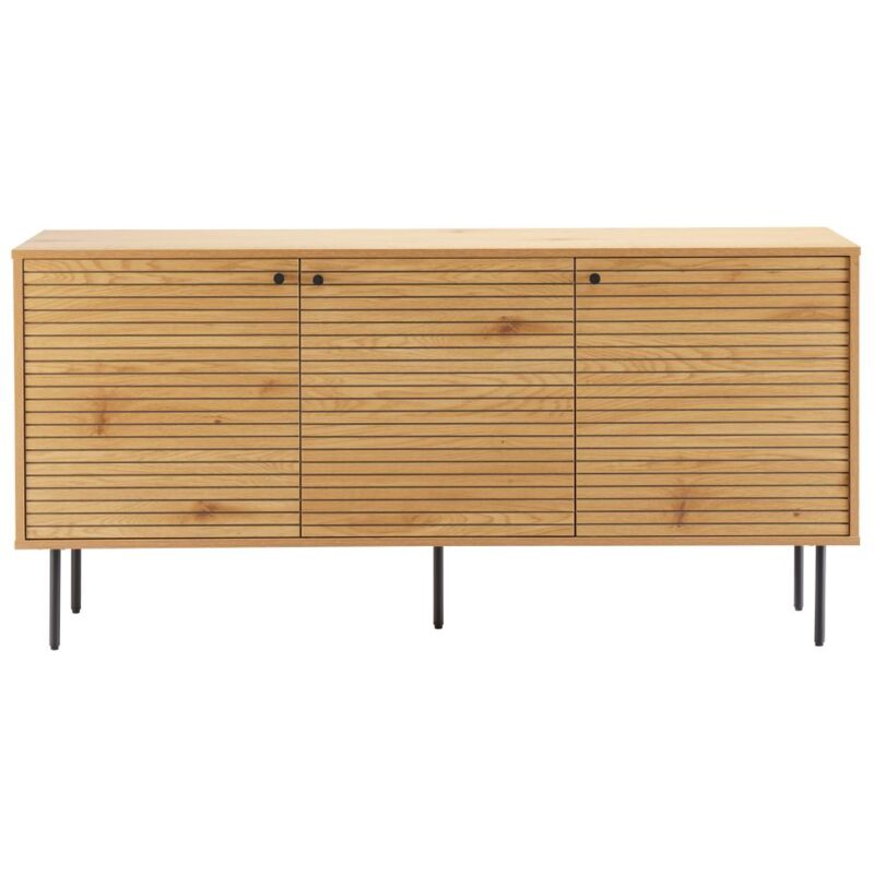 Loungitude - Buffet brodie avec finition chêne et pieds noirs - 150x140 cm - Bois