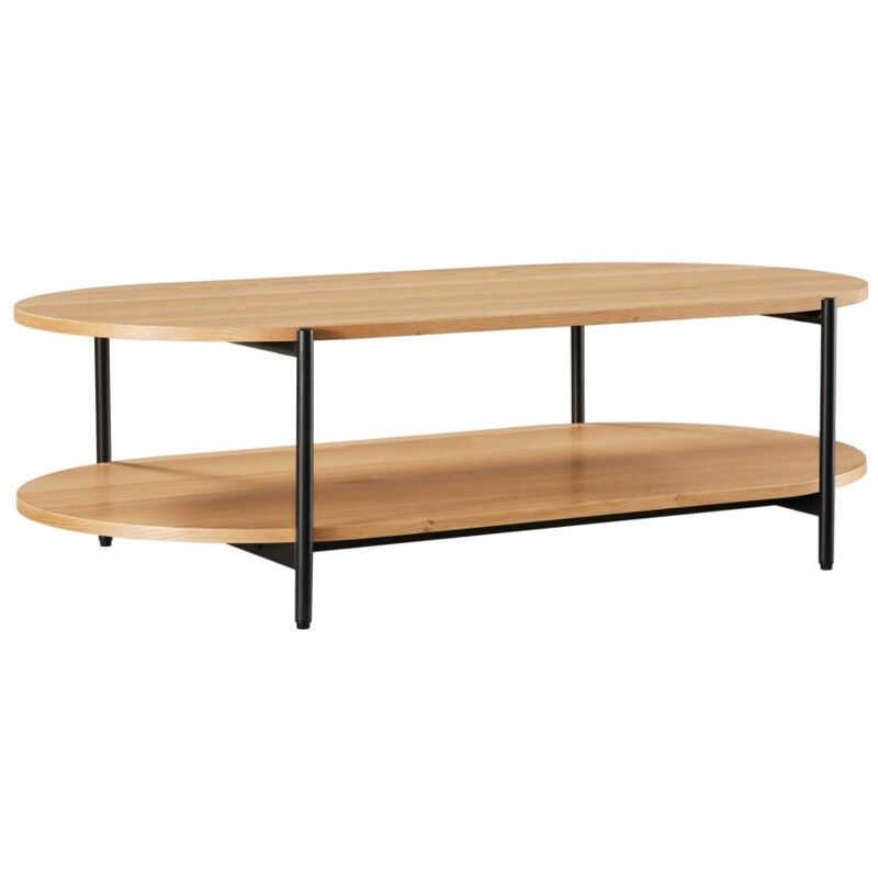 Loungitude - Table basse brodie avec finition chêne et pieds métal noirs - 115x60 cm - Bois