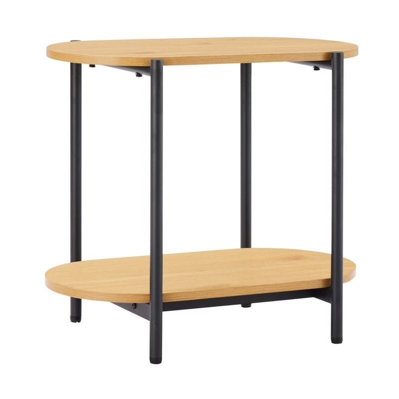 Table d'appoint brodie avec finition chêne et pieds métal noirs - 60x34 cm - Bois