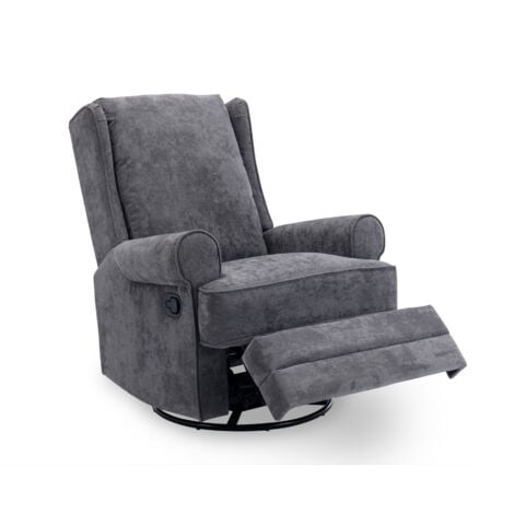 BRODY - Fauteuil relax pivotant en tissu gris BRODY