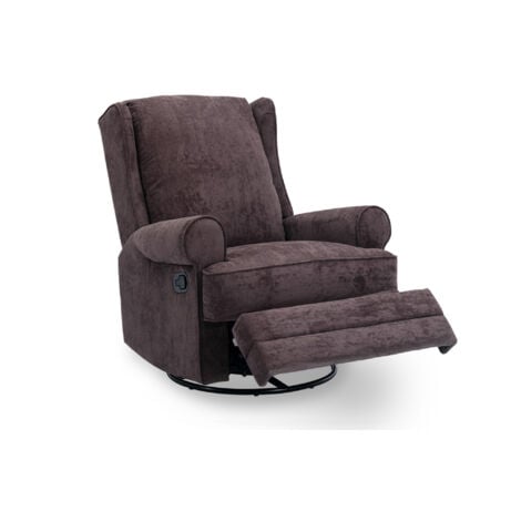 BRODY - Fauteuil relax pivotant en tissu marron BRODY
