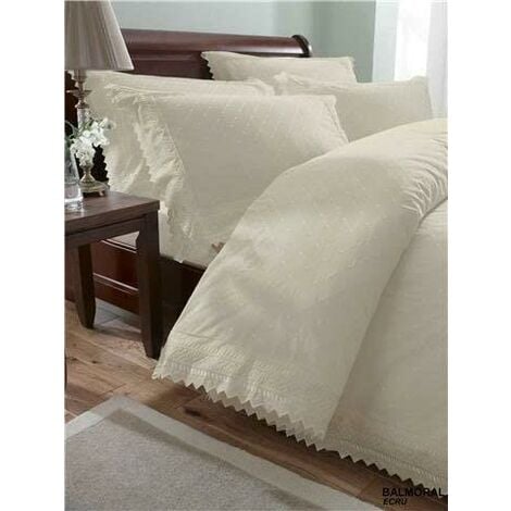 Broiderie Balmoral Duvet Set, cotton blend, cream-coloured, Double Bed