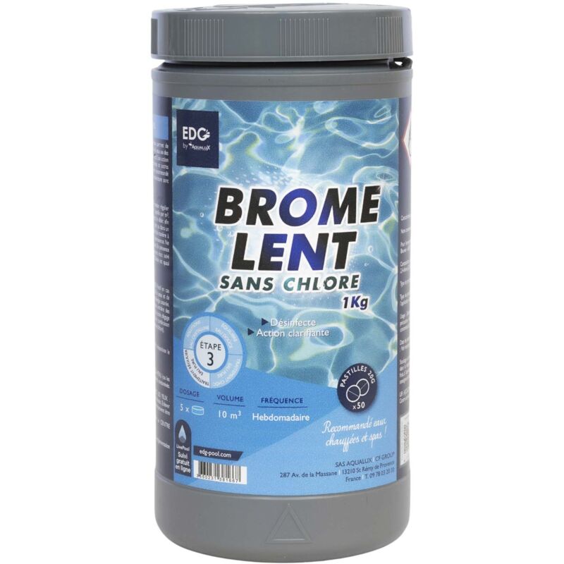 EDG - Brome Spa Et Piscine - Pastille 20G - Boite 1 kg Désinfection Lente Et Permanente Sans Chlore