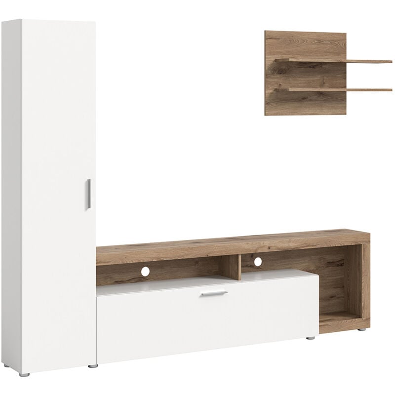 Bestmobilier - Bromley - ensemble meuble tv - bois et blanc - 218 cm - bois / blanc